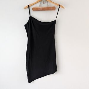 By The Way Dress Women's L Black Mini Asymmetrical One Shoulder Bodycon NEW